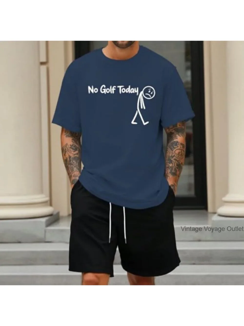 Funny Golf Shirt No Golf Today Graphic Tee for Men Oversized Vintage Cotton